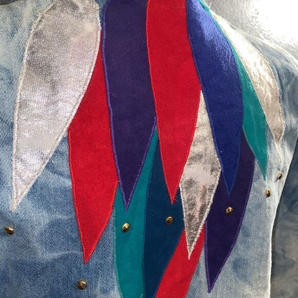 Vintage 80’s-90’s Handmade Denim Patch Jacket Shoulder Pads Pat Hardison pockets - Picture 4 of 15